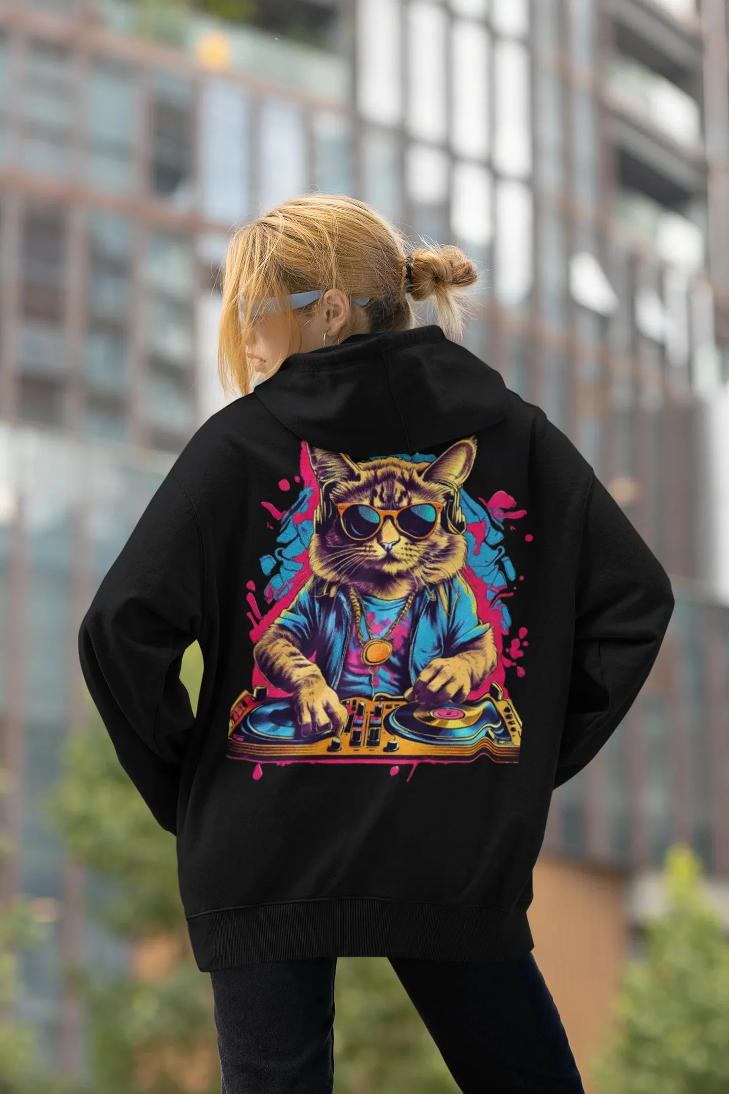 Techno Hoodie | Psychedelic DJ Cat | Techno Outfit