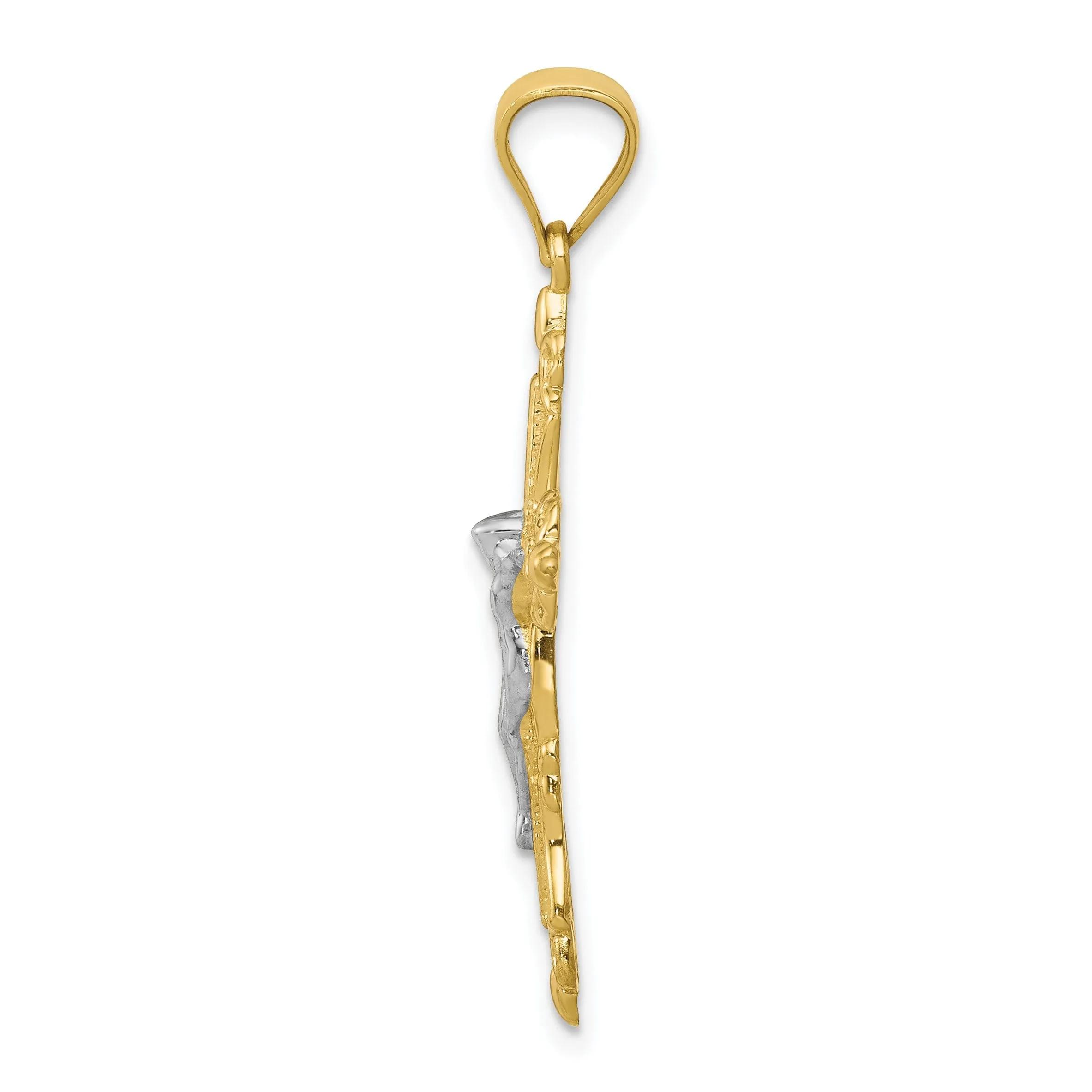 Textured Polished Crucifix Pendant