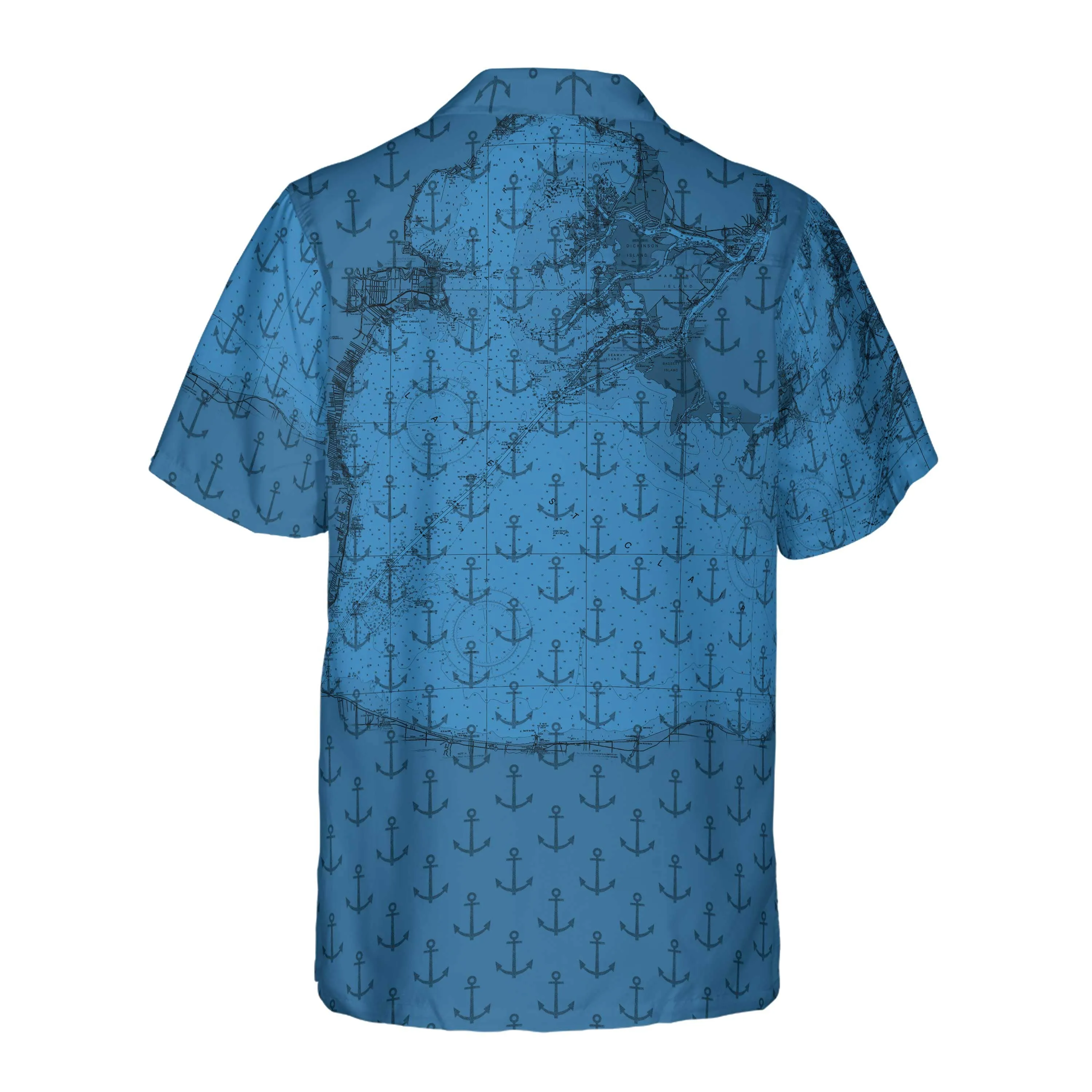 The Lake St Clair Deep Blue Anchors Coconut Button Shirt