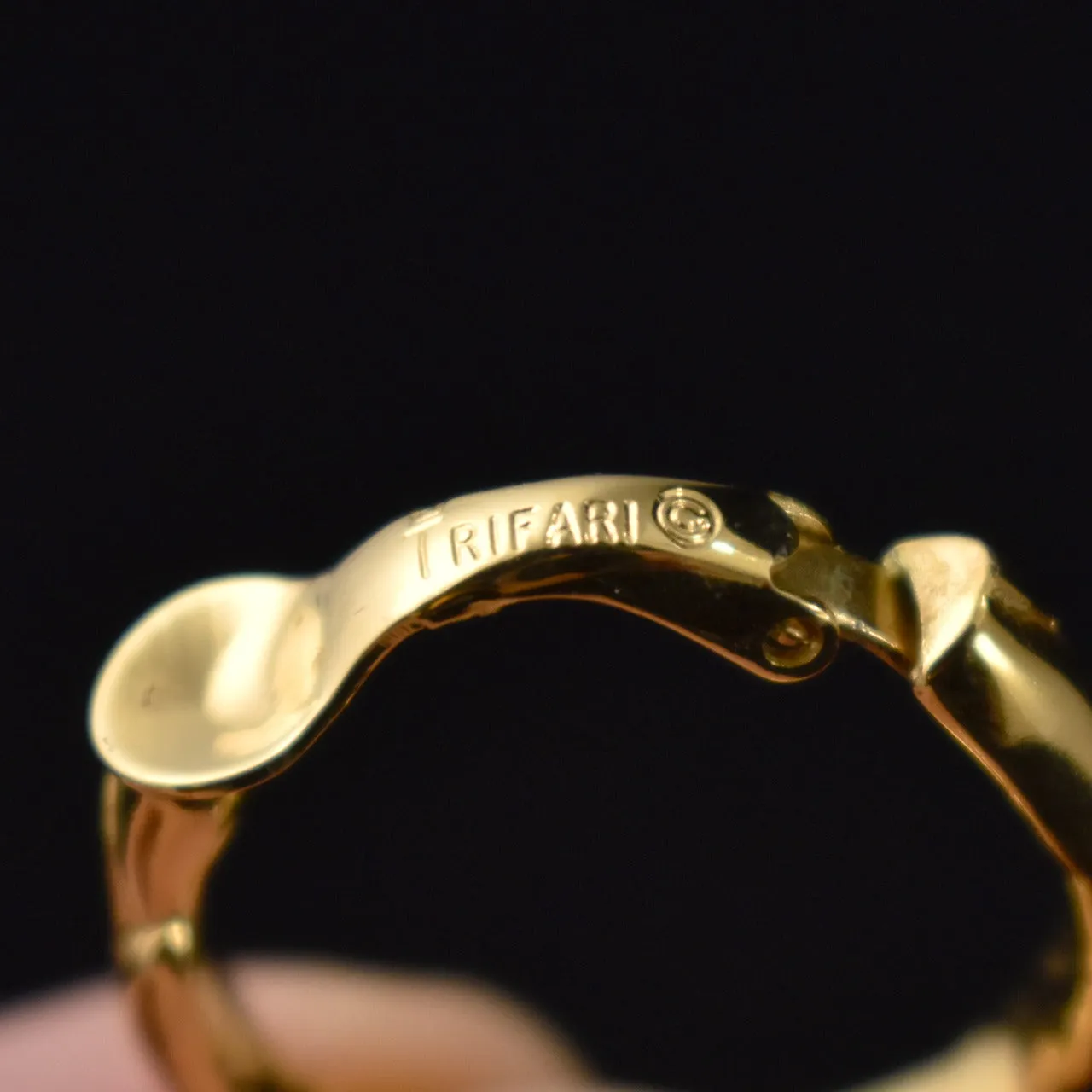 Trifari Textured Goldtone Hoop Earrings