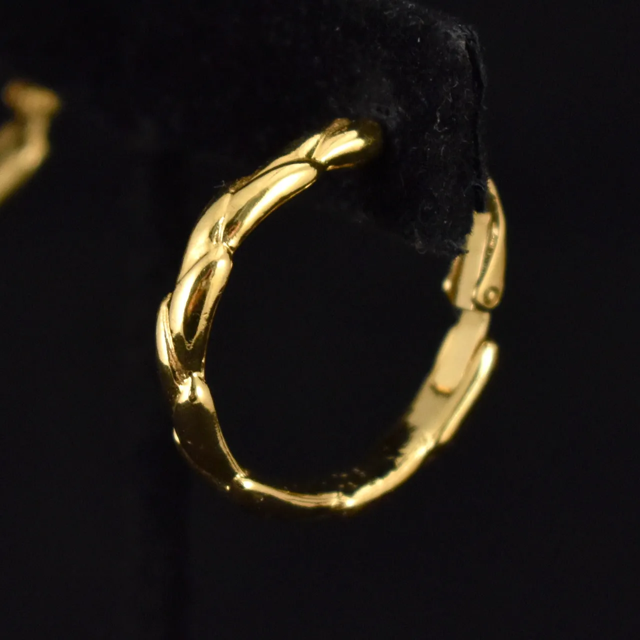 Trifari Textured Goldtone Hoop Earrings