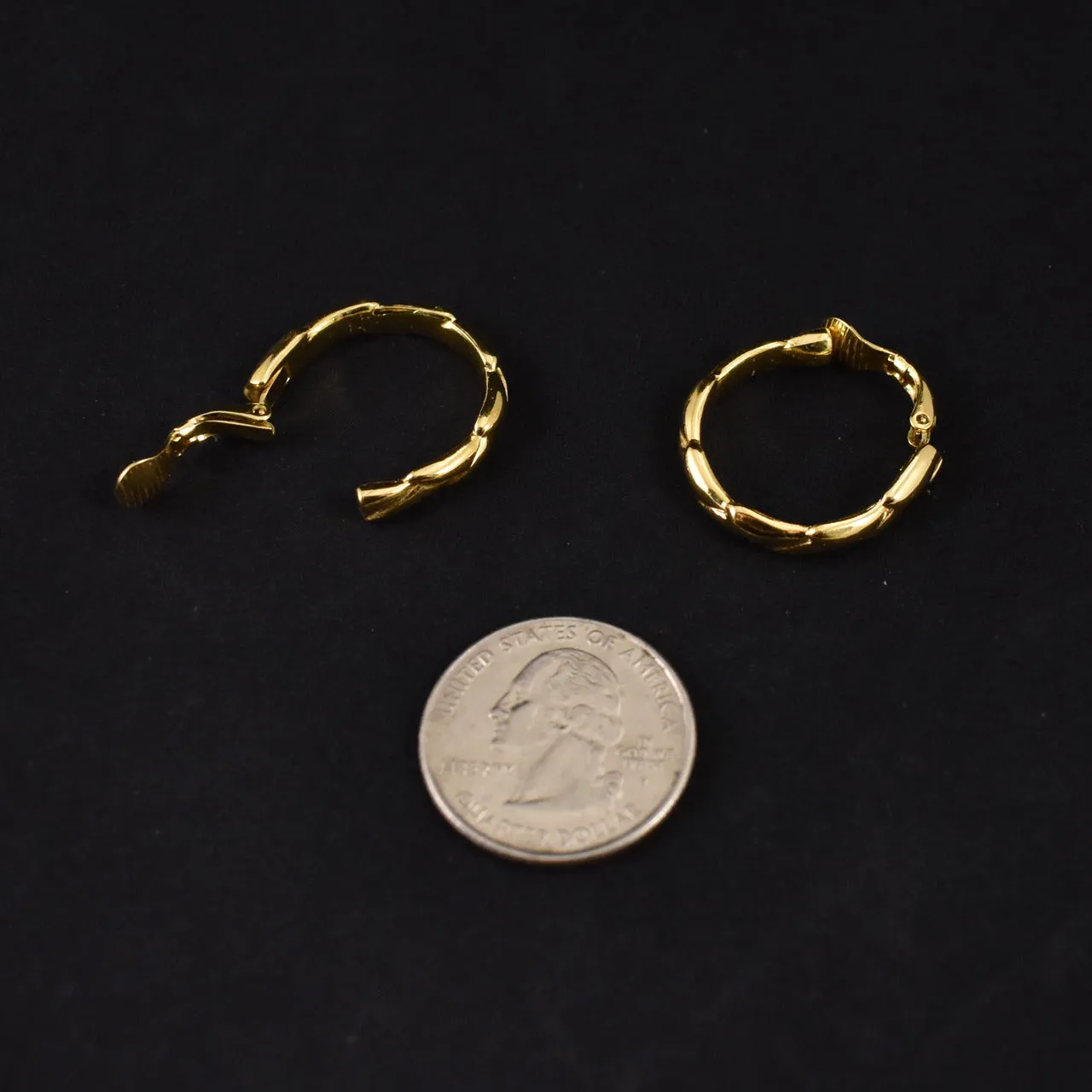 Trifari Textured Goldtone Hoop Earrings