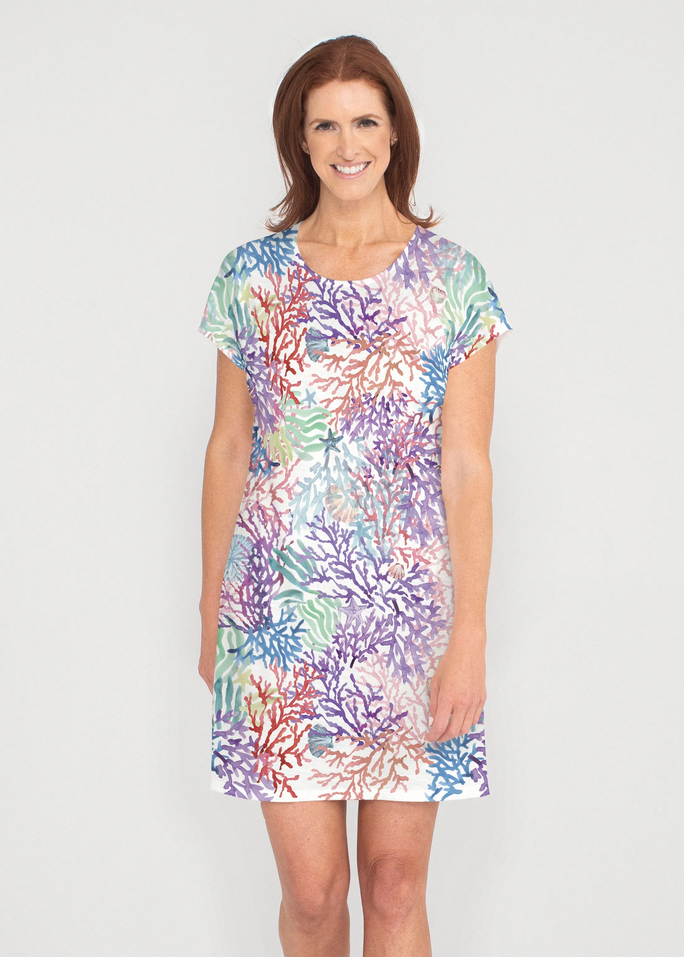 Tropic Coral (8112) ~ Lucy Tee Dress