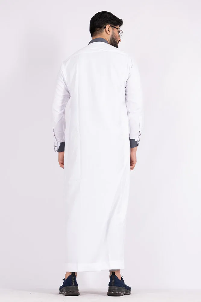 Tweed Textured White Thobe