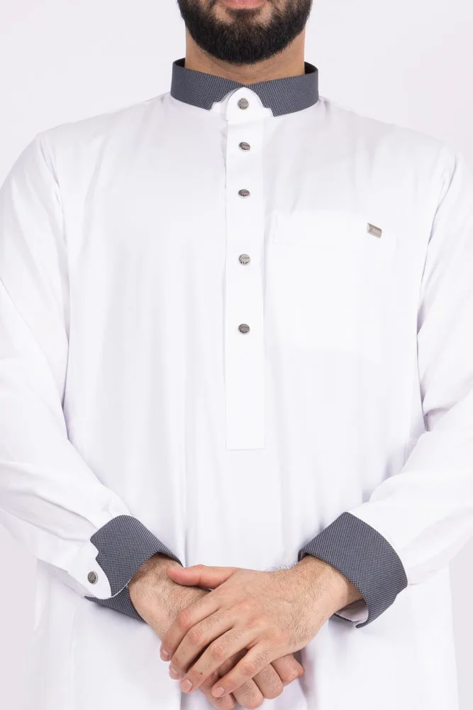 Tweed Textured White Thobe