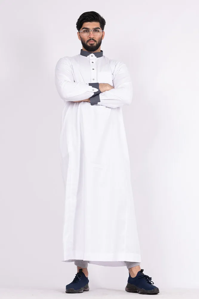 Tweed Textured White Thobe