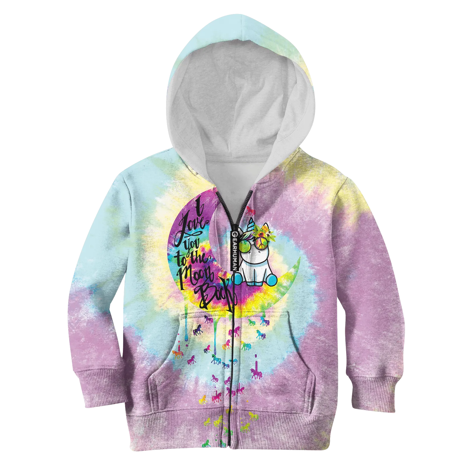 Unicorn I love you to the moon and back Custom Cosplay Kid Hoodie