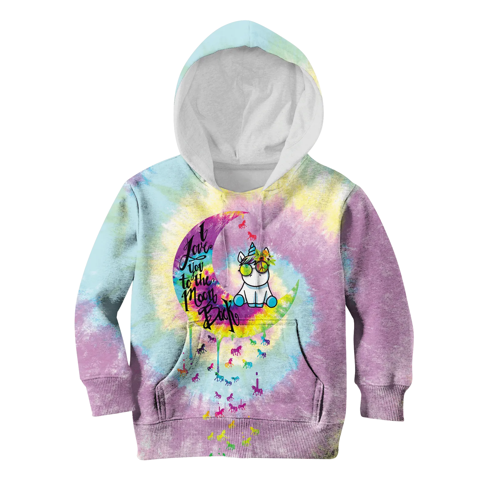 Unicorn I love you to the moon and back Custom Cosplay Kid Hoodie