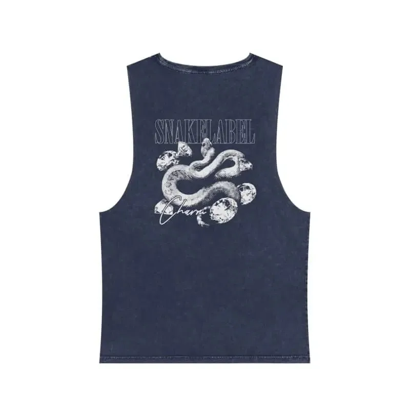 Unisex Stonewash Tank Top: 100% Pre-Shrunk Cotton, t shirt with snake
