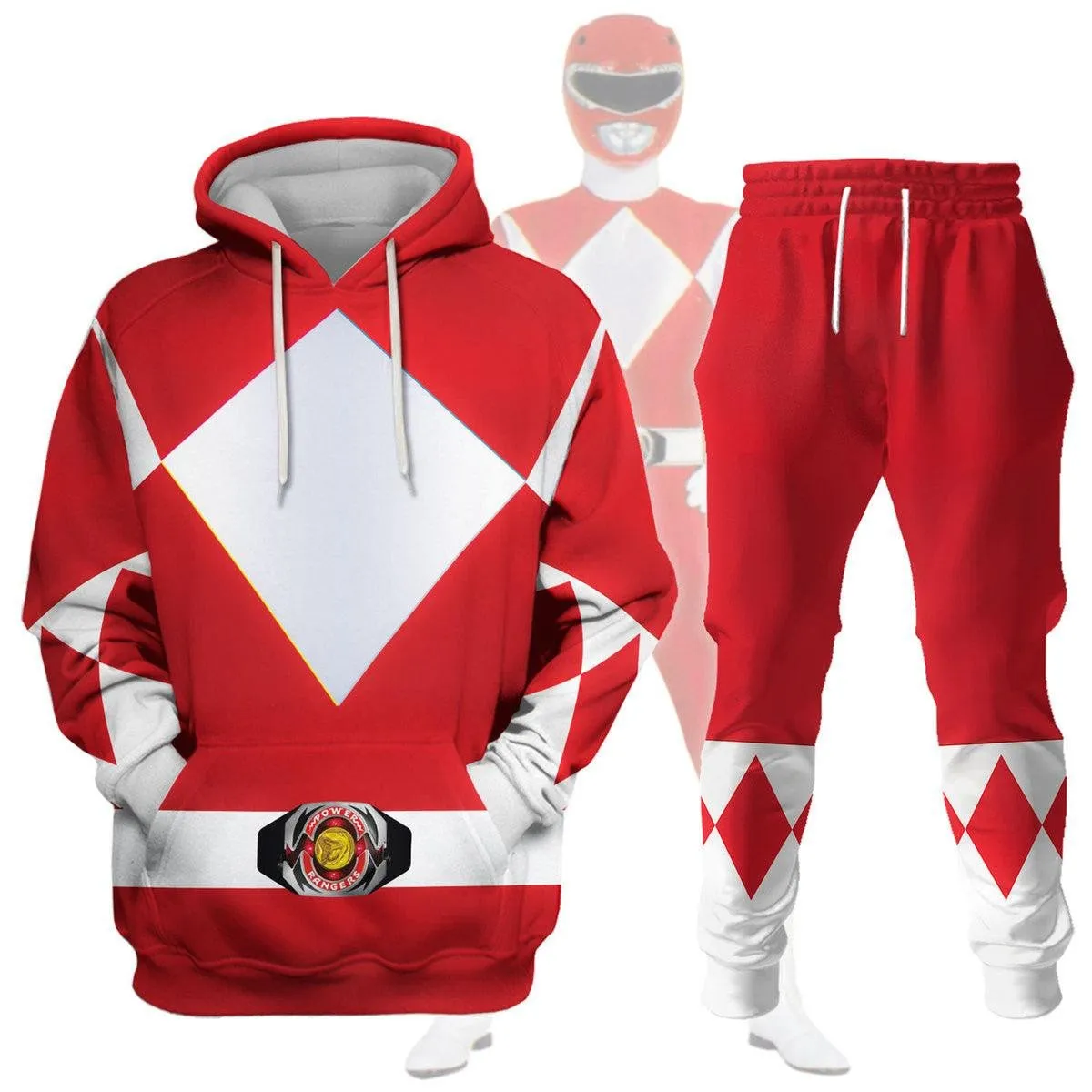 Unisex Tracksuit Hoodies Red Power Ranger 3D Costumes PRHS64 HSQT4301