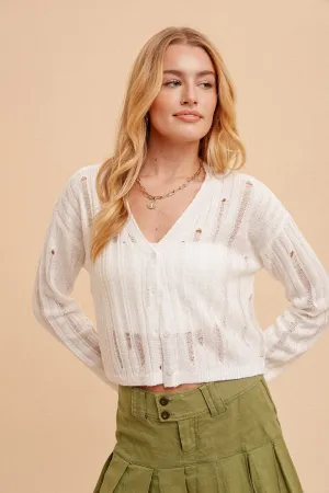 V-Neck Button Cardigan