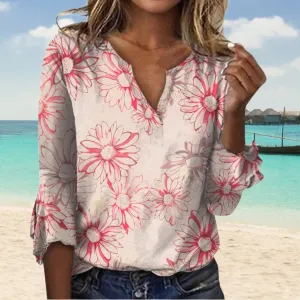 Velyara - Floral V-Neck Blouse