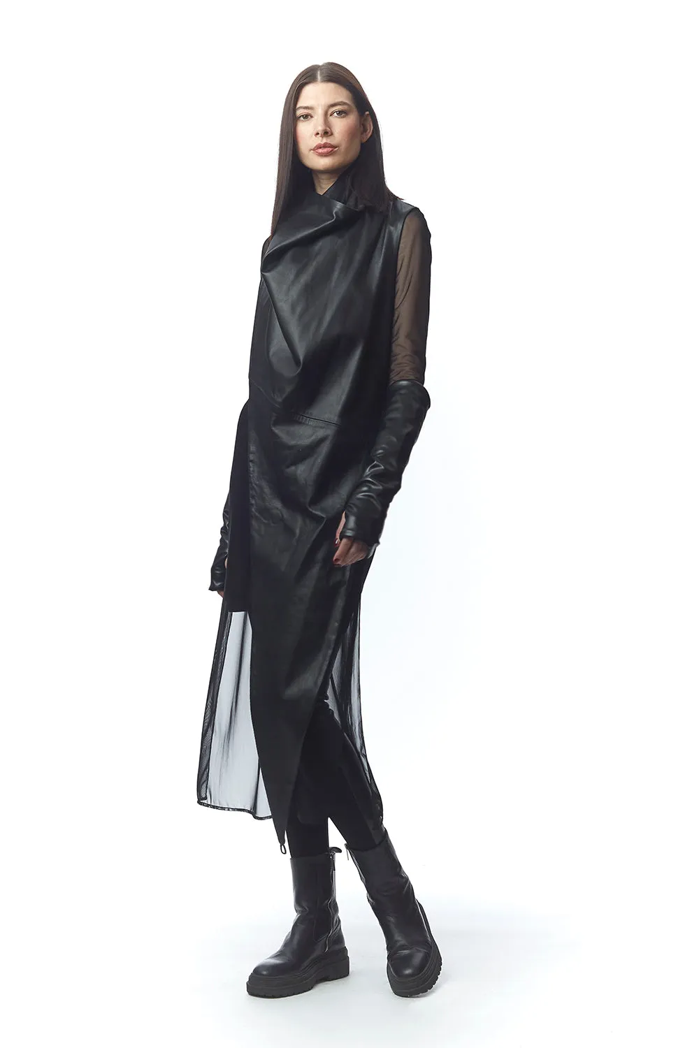 Venezia Draped Vest in Italian Lamb Leather