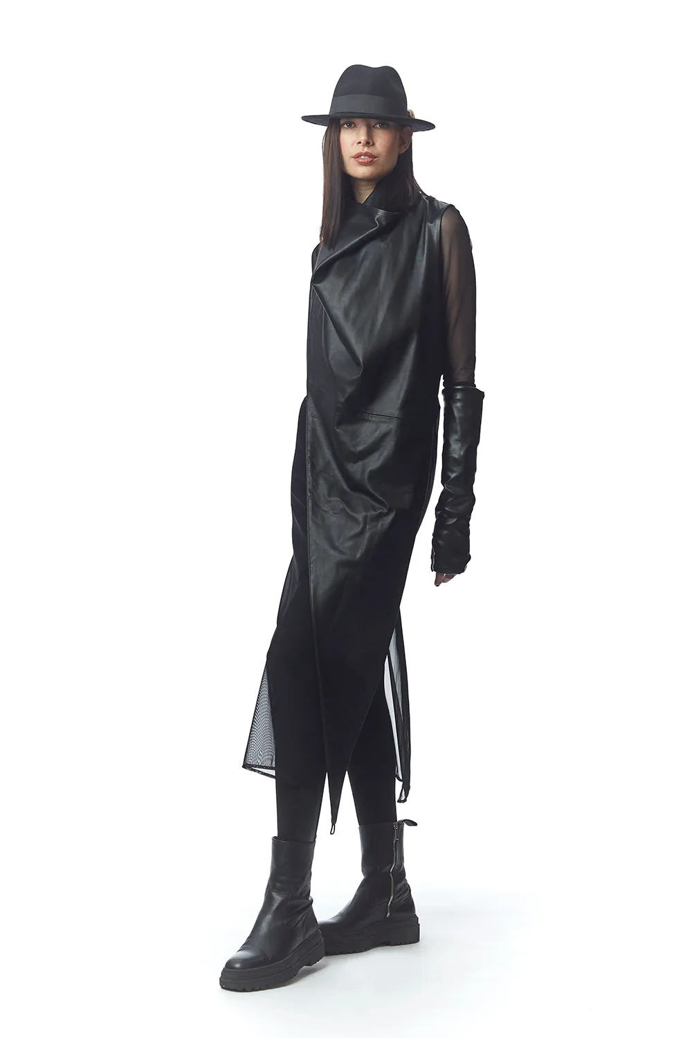 Venezia Draped Vest in Italian Lamb Leather