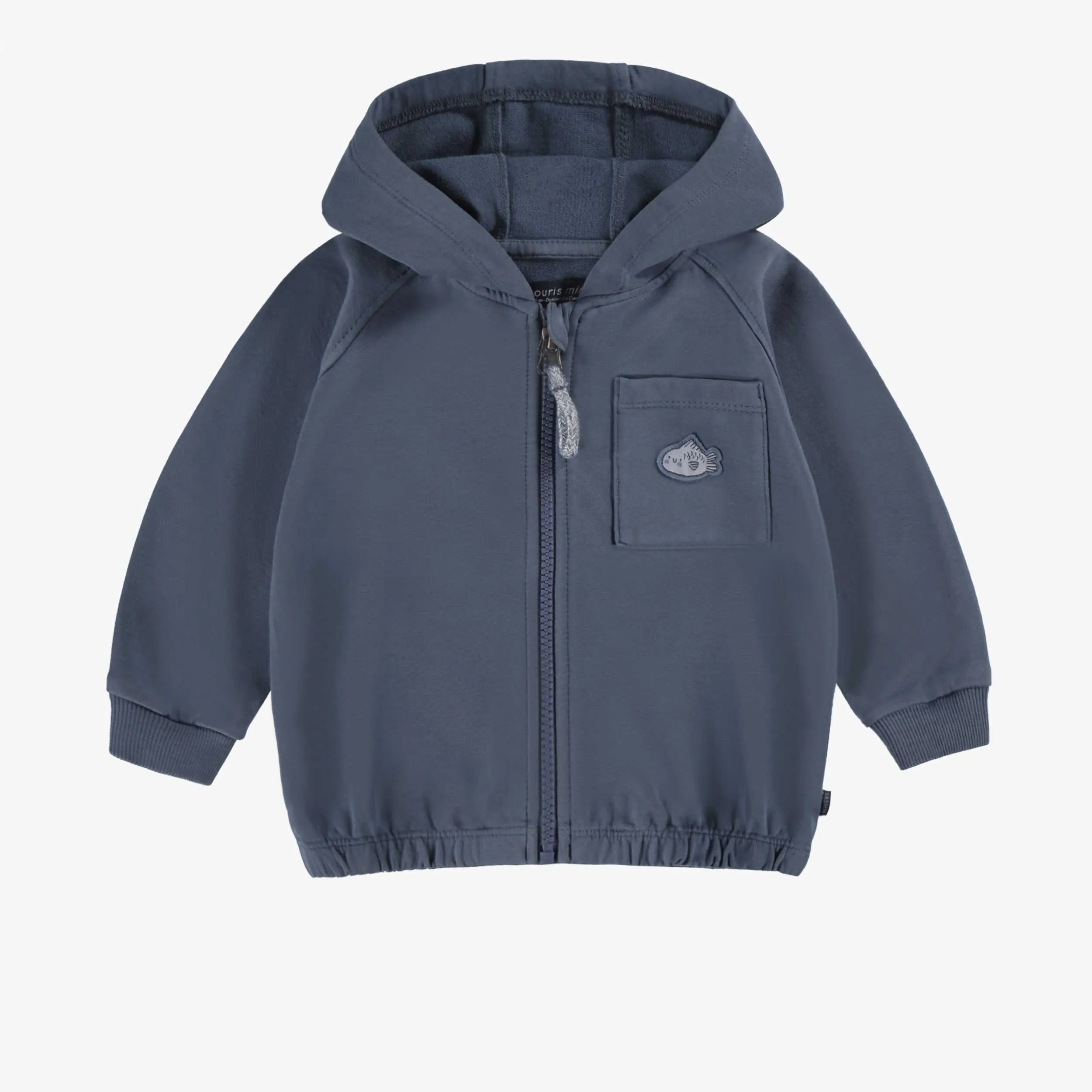 Veste à capuchon bleu marine bébé || Navy blue hooded vest, baby