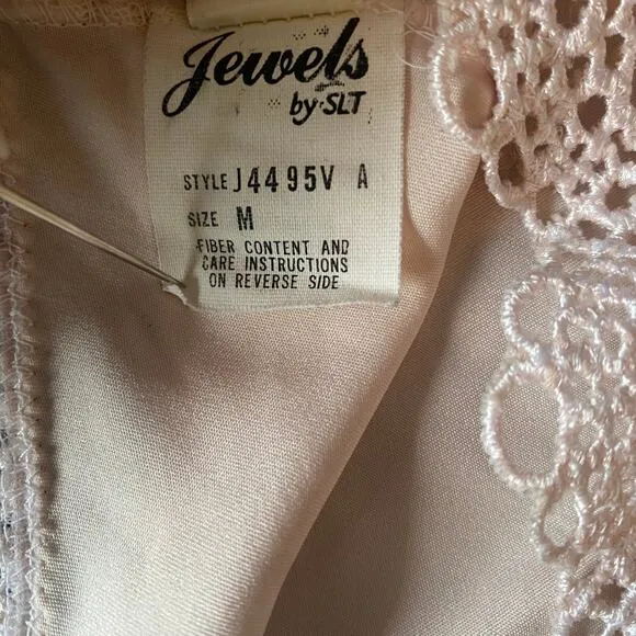 Vintage 80s Gold Label Victoria's Secret VS Baby Pink Scalloped Lace Eyelet Cami