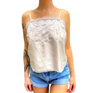 Vintage 80s Gold Label Victoria's Secret VS Baby Pink Scalloped Lace Eyelet Cami