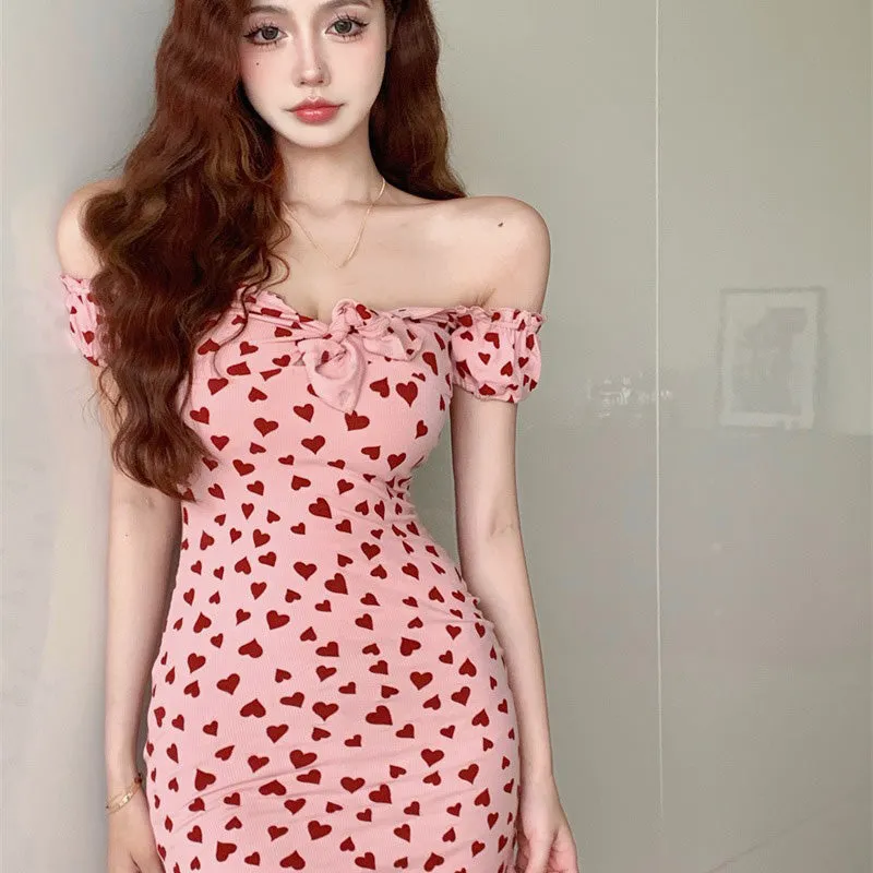 vintage heart print dress  KF82783