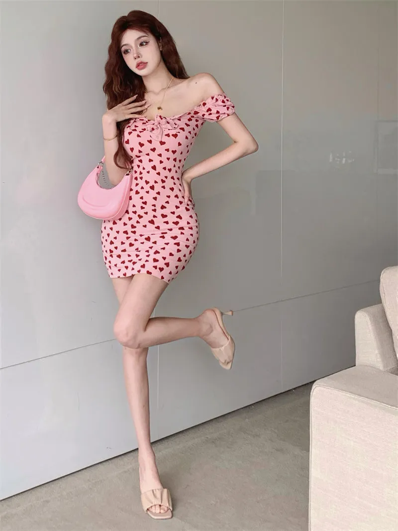 vintage heart print dress  KF82783