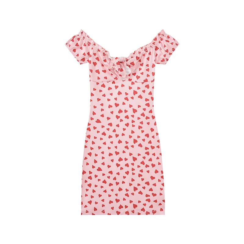 vintage heart print dress  KF82783