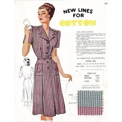 Vintage Maisonette Fabric Swatch 1940s 8x11 625