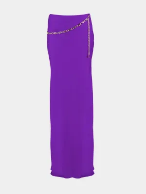 Violet Maxi Skirt with Gold Chain Belt