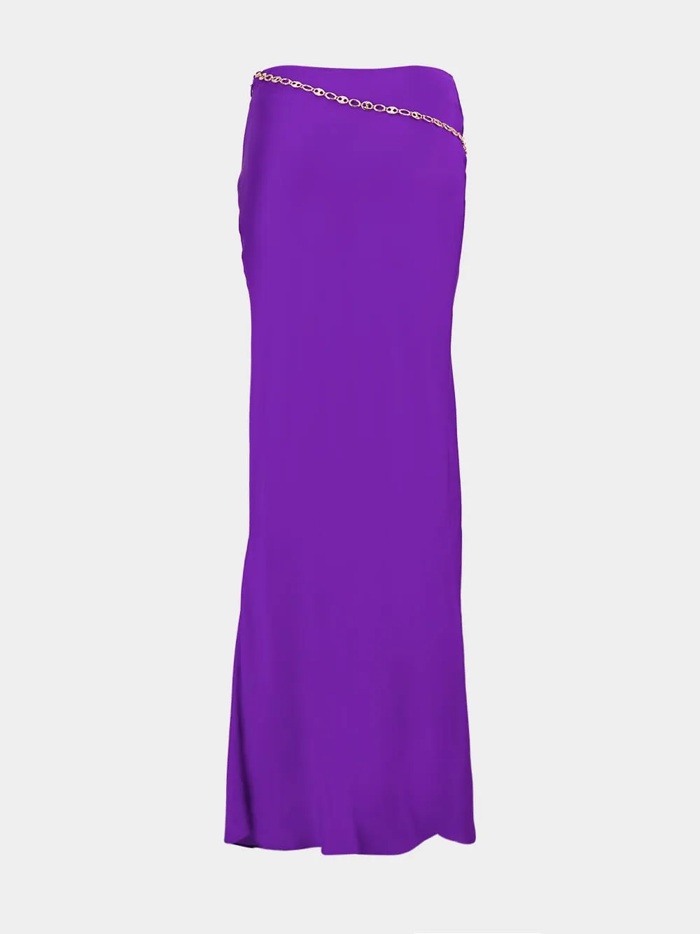 Violet Maxi Skirt with Gold Chain Belt