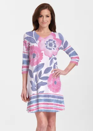 Watercolor Blooms (13355) ~ Classic V-neck Swing Dress