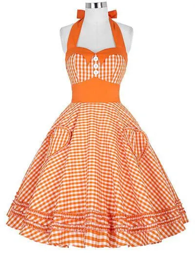 Women Dress Plus Size Audrey Hepburn Gowns Plaid Robe 50's 60s Vintage Rockabilly Pin Up Swing Dress