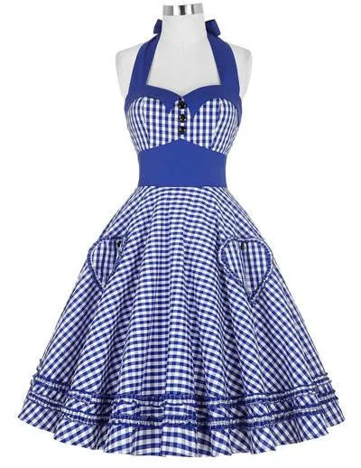 Women Dress Plus Size Audrey Hepburn Gowns Plaid Robe 50's 60s Vintage Rockabilly Pin Up Swing Dress