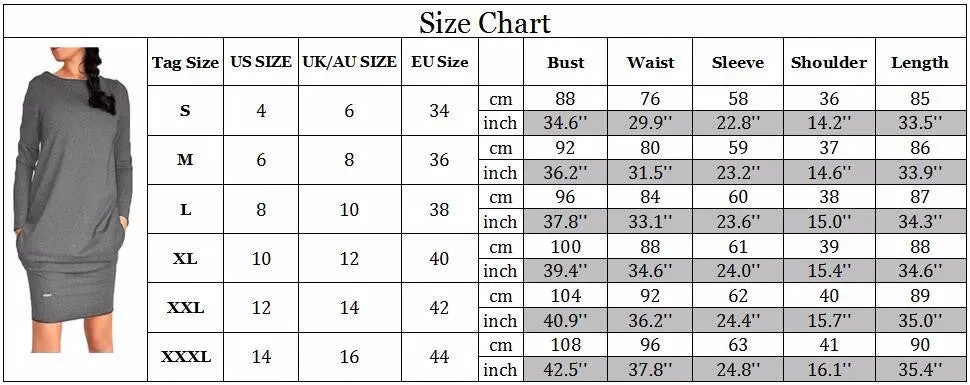 Women Long Sleeve Warm Autumn Dress Sweatshirt Party Short Mini Jumper Dresses