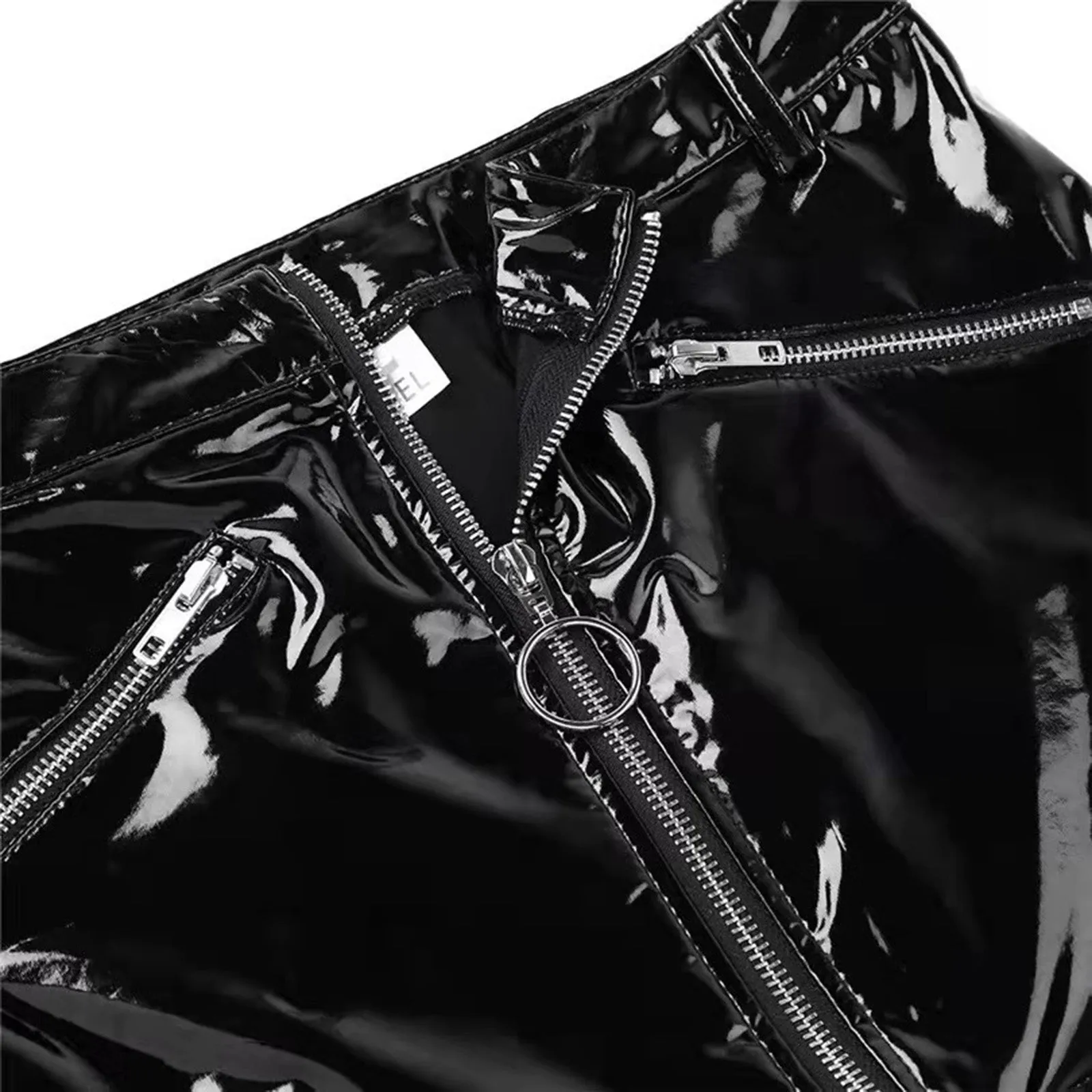 Women Sexy Leather Stretch Mini Hip Wrap Skirt Nightclub Bodycoon Sexy Leather Skirt High Waist Zipper Skirts Party Clubwear
