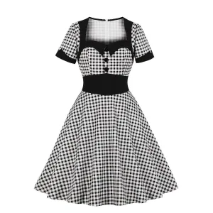 Women Square Neckline Short Sleeves Dresses