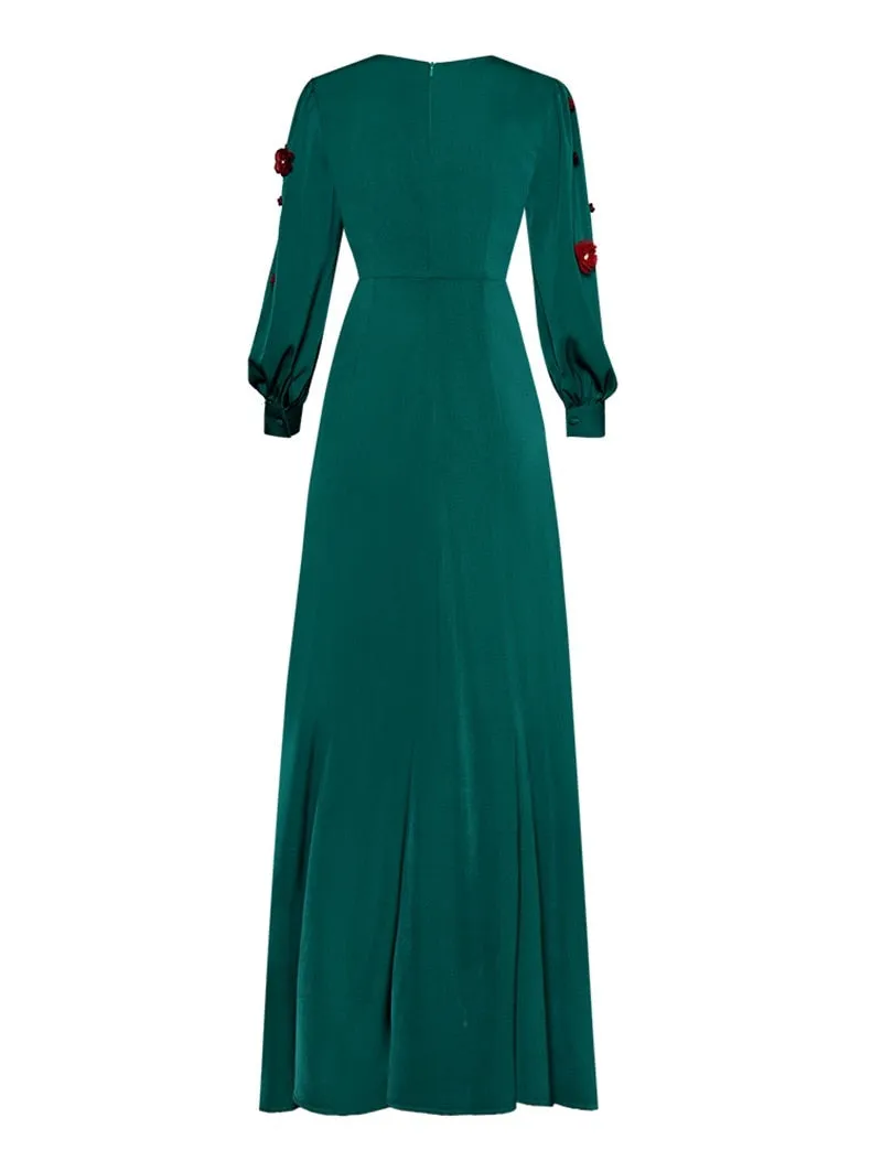 Women's Lantern Sleeve Vintage Flower  Dress