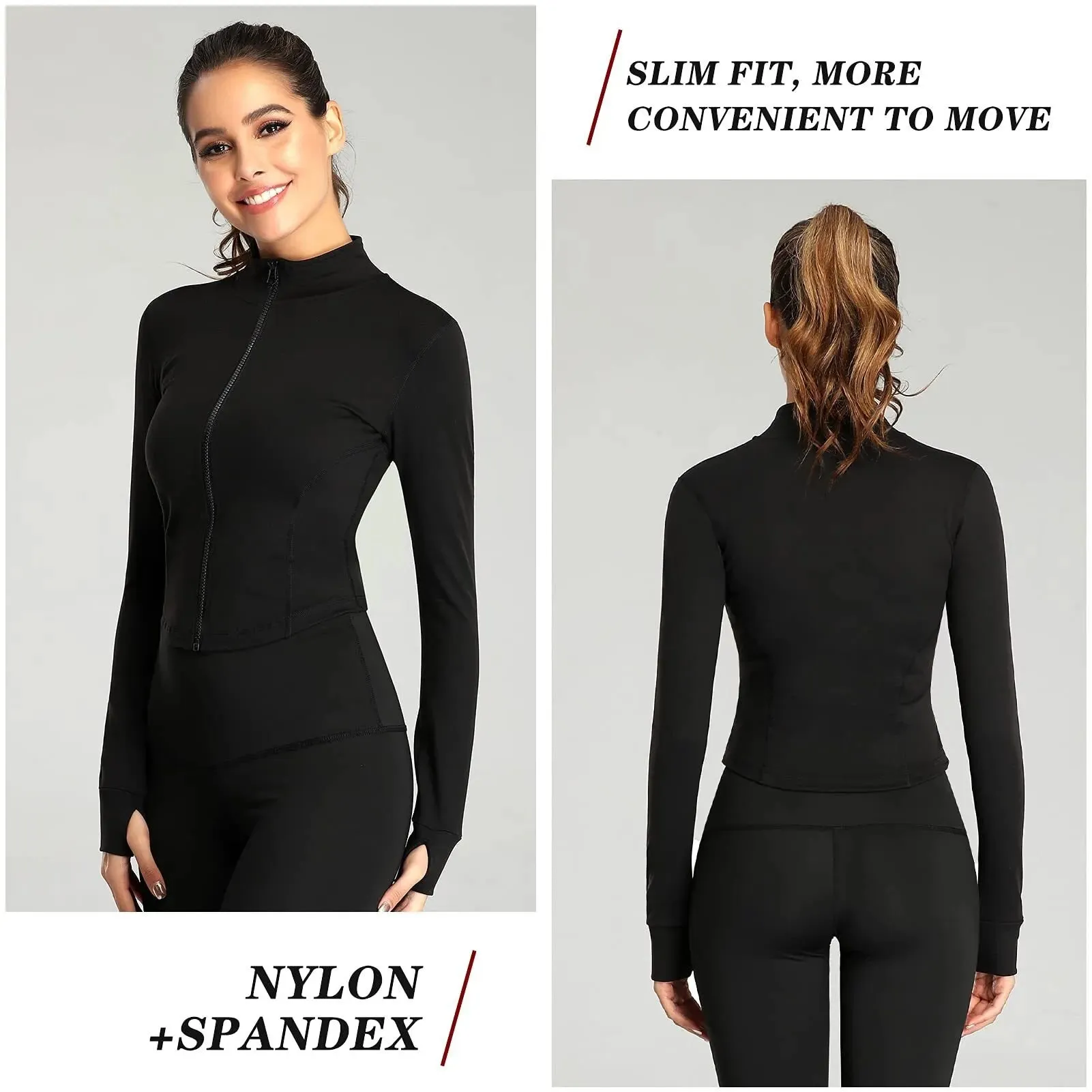 Women's Zip-up Hoodies with Thumb hole cuffs