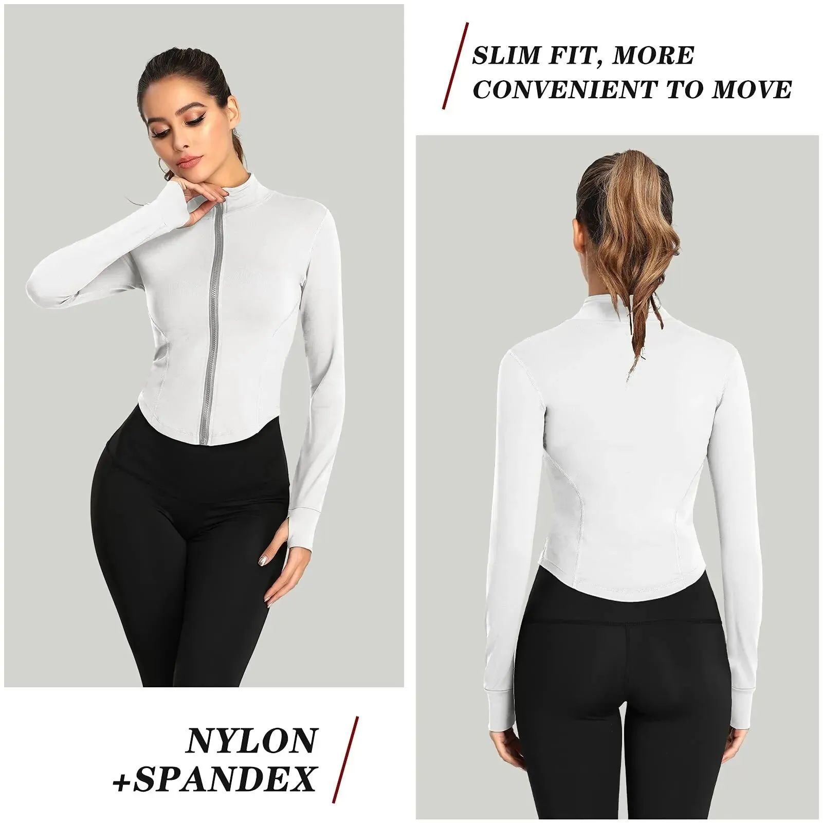 Women's Zip-up Hoodies with Thumb hole cuffs