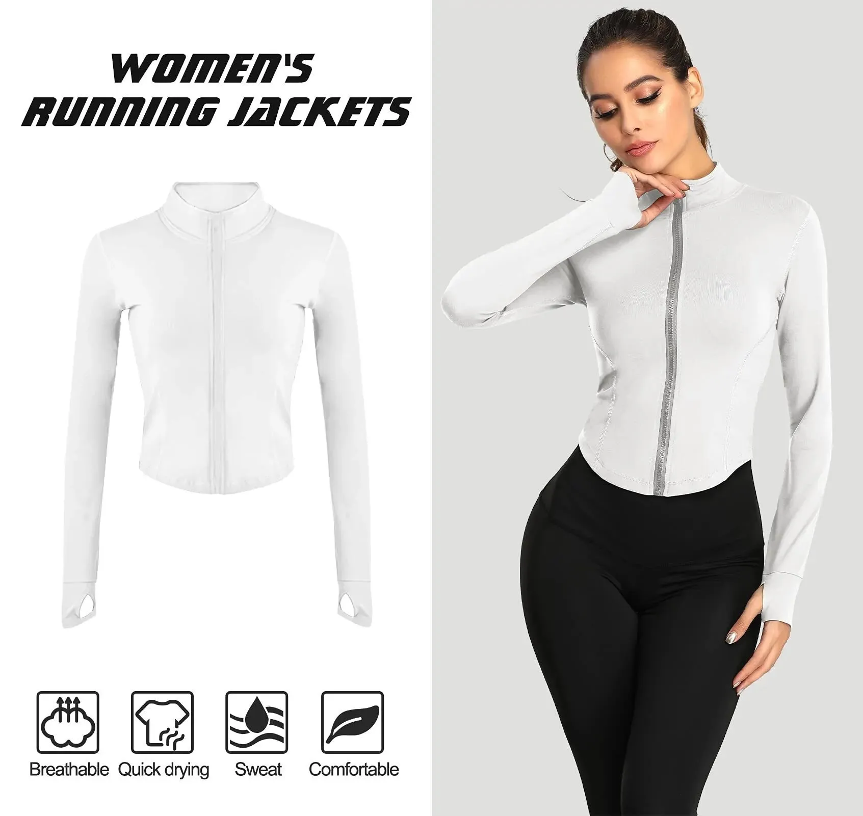 Women's Zip-up Hoodies with Thumb hole cuffs