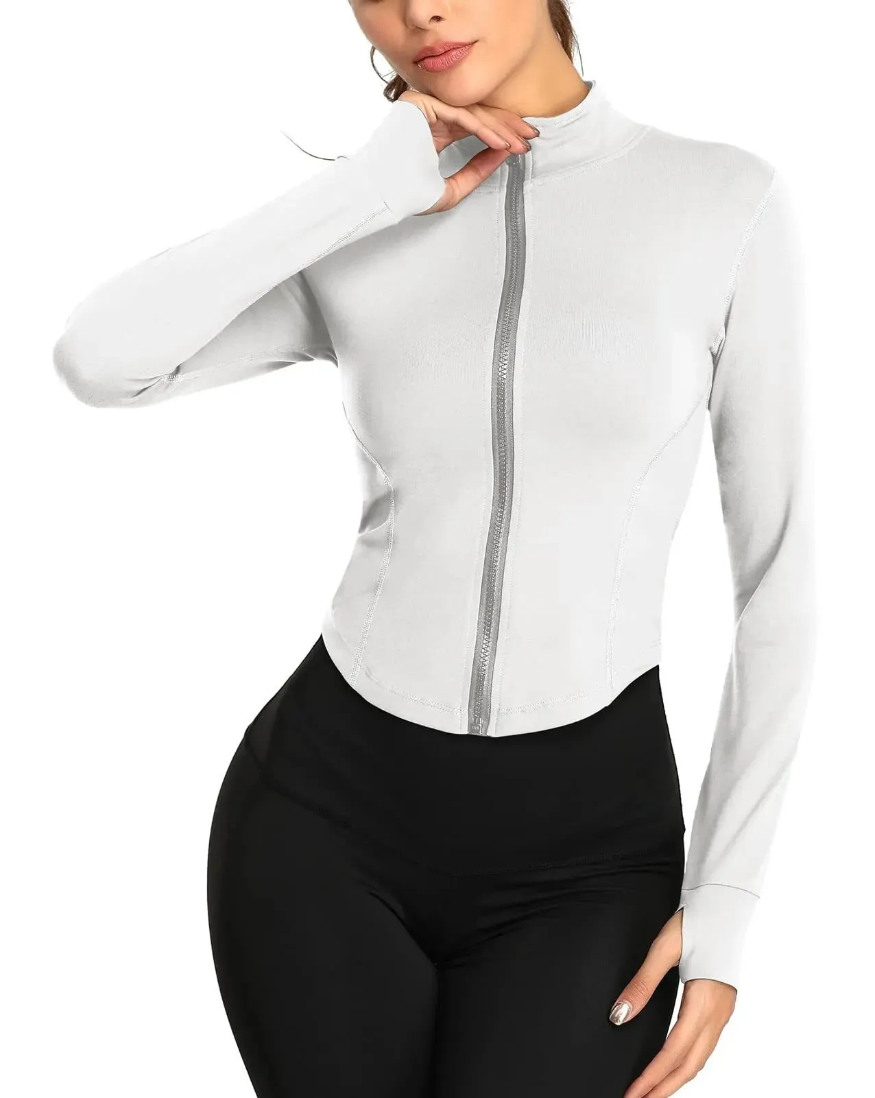 Women's Zip-up Hoodies with Thumb hole cuffs