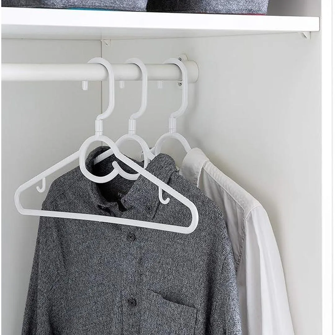 Woolite Swivel Neck Hanger with Accessory Hook | Pack of 5 - White