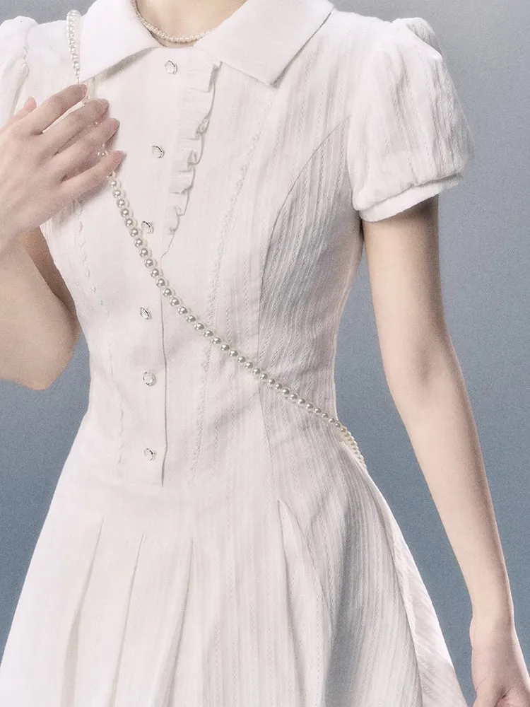 Y2K Button-Up Pleated Mini Dress