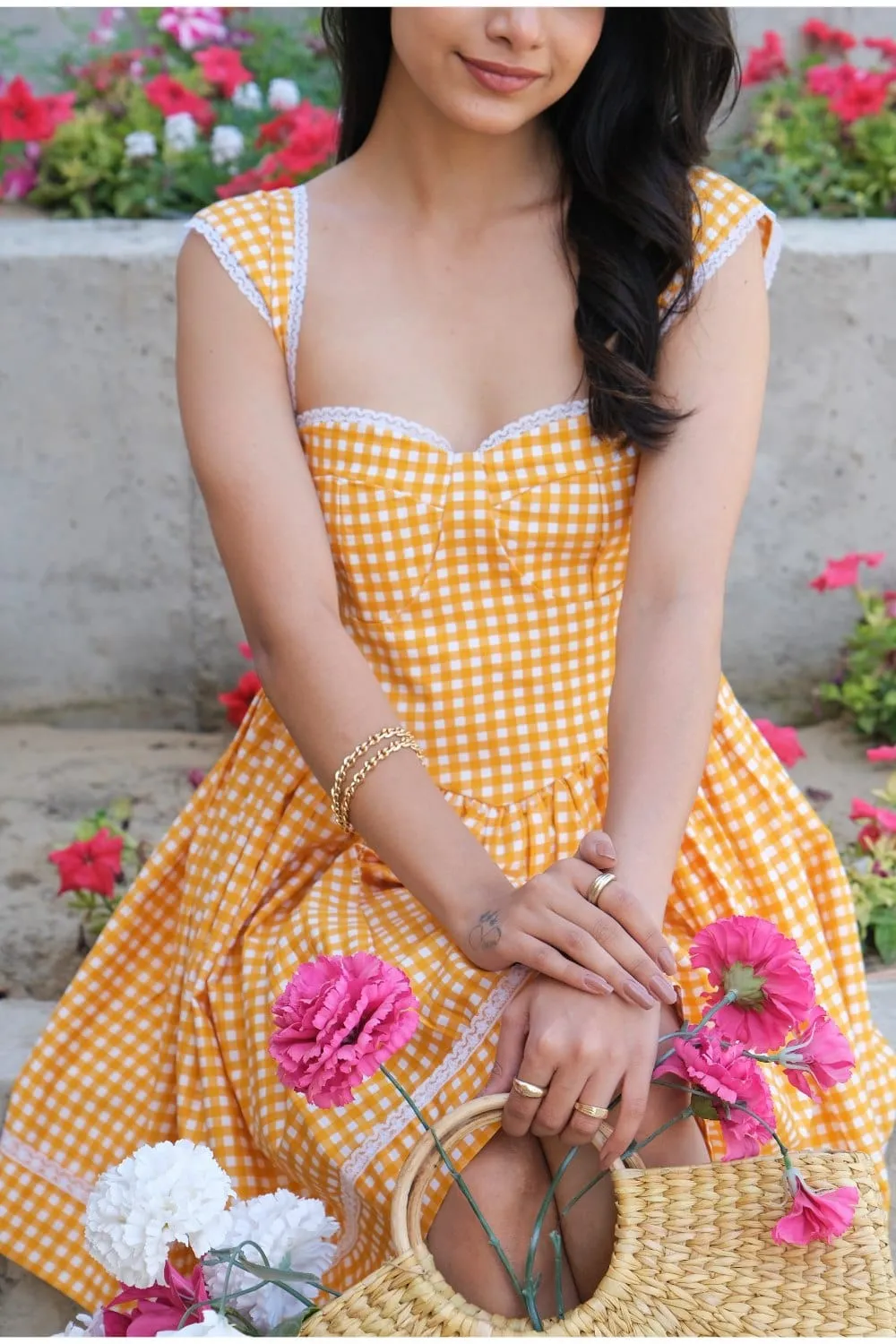 Yellow  Gingham Mini Dress