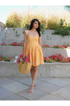 Yellow  Gingham Mini Dress