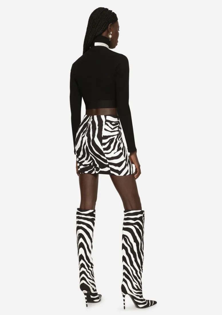 ZEBRA-PRINT BROCADE MINISKIRT