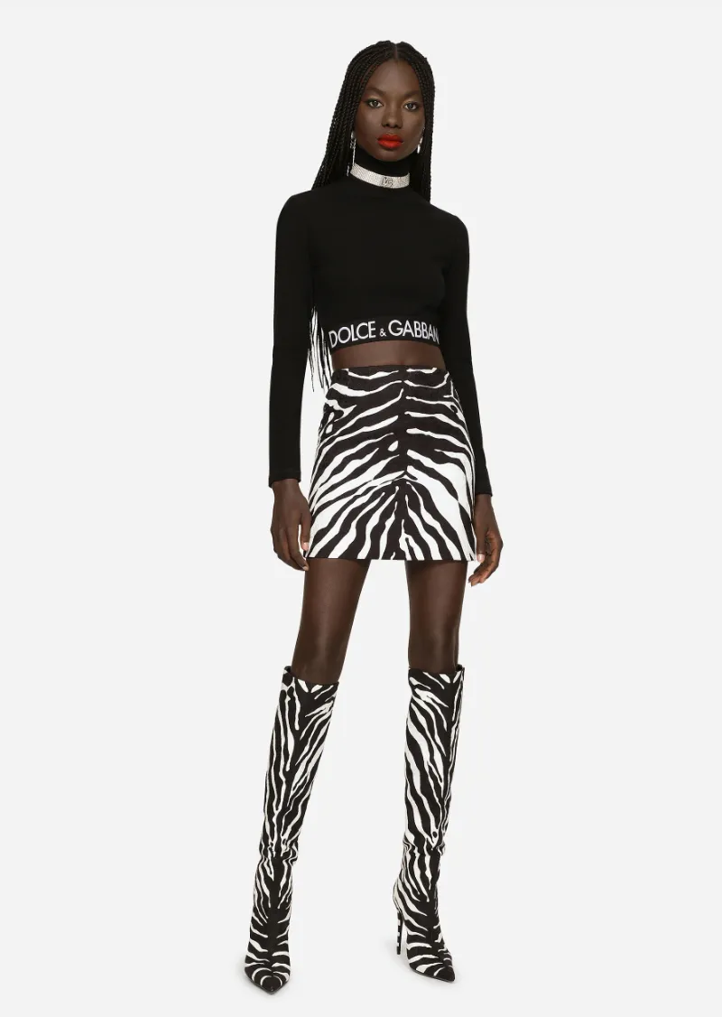 ZEBRA-PRINT BROCADE MINISKIRT